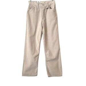 Levi’s Premium Pants Khaki Ribbed Ribcage Straight Ankle High Rise 27